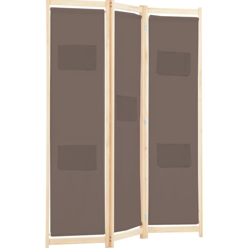 vidaXL Divisores De Ambientes-Biombo divisor de 3 paneles de tela marrón 120x170x4 cm