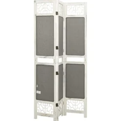 vidaXL Divisores De Ambientes-Biombo divisor de 3 paneles de tela gris 105x165 cm