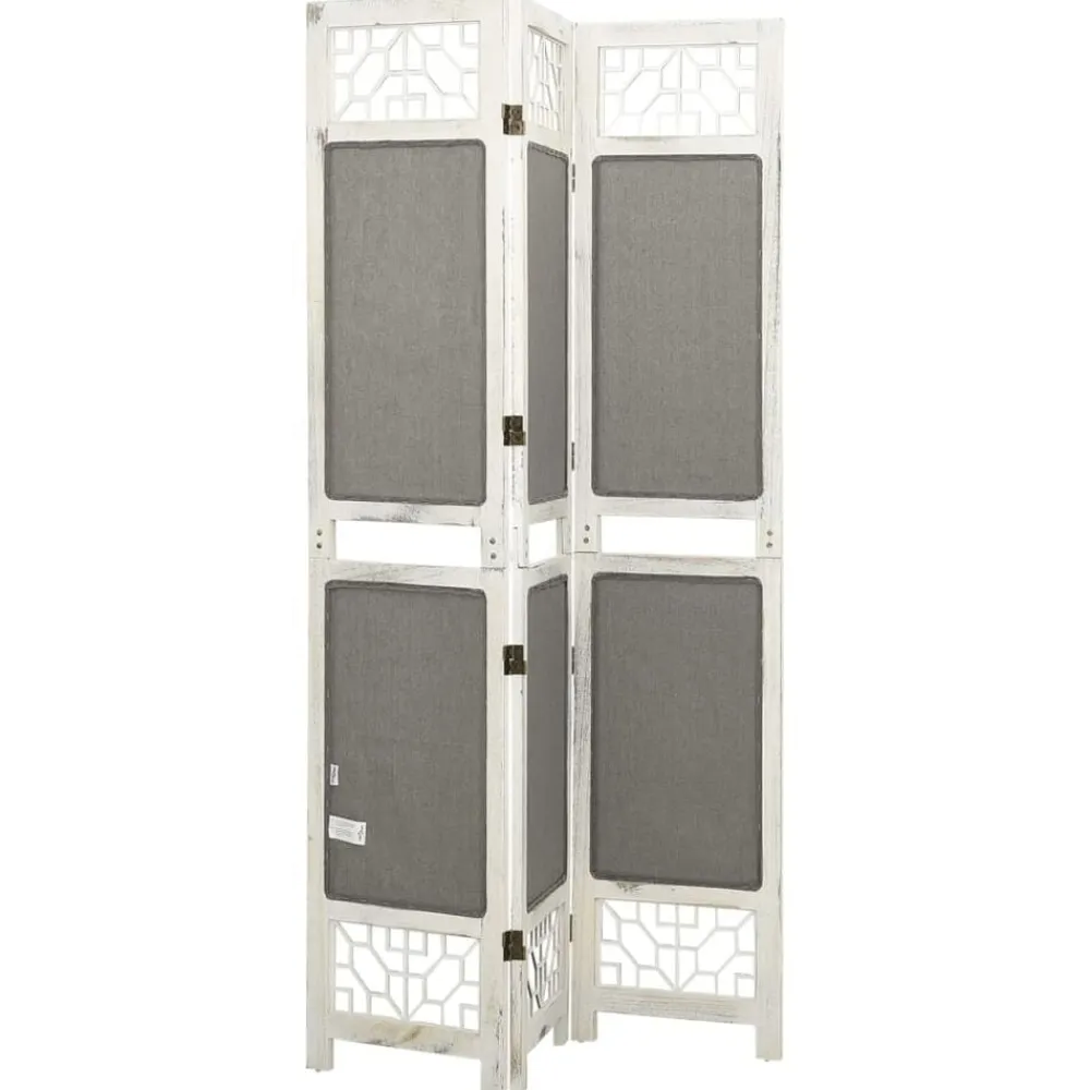 vidaXL Divisores De Ambientes-Biombo divisor de 3 paneles de tela gris 105x165 cm