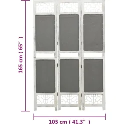 vidaXL Divisores De Ambientes-Biombo divisor de 3 paneles de tela gris 105x165 cm