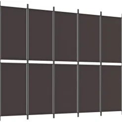 vidaXL Biombo divisor de 5 paneles de tela marrón 250x200 cm Marrón Best