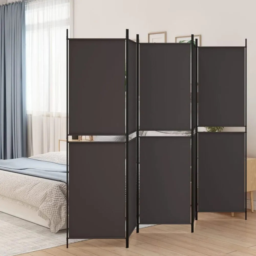 vidaXL Biombo divisor de 5 paneles de tela marrón 250x200 cm Marrón Best