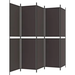 vidaXL Biombo divisor de 5 paneles de tela marrón 250x200 cm Marrón Best