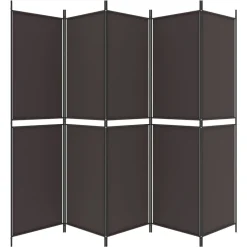 vidaXL Biombo divisor de 5 paneles de tela marrón 250x200 cm Marrón Best