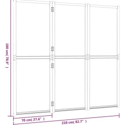 vidaXL Biombo divisor de 3 paneles 210x180 cm Blanco crema Sale