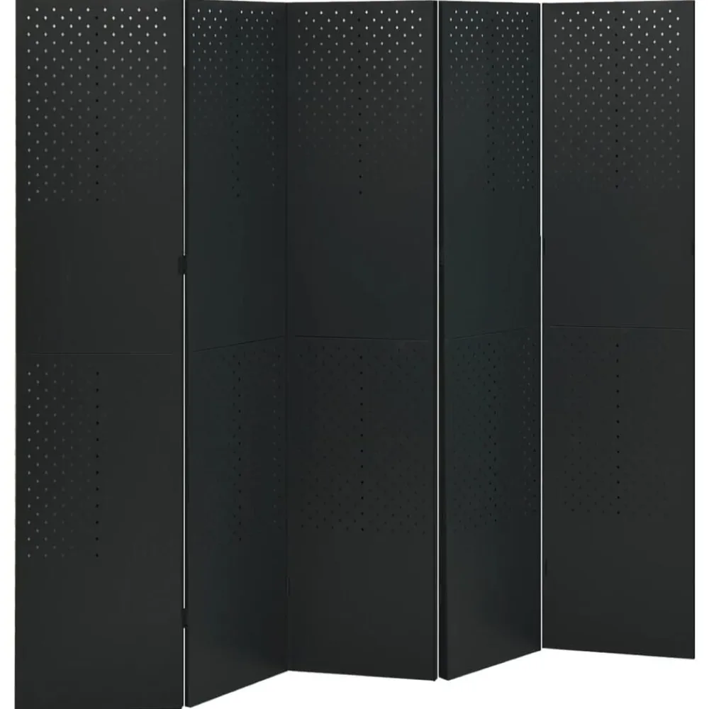 vidaXL Divisores De Ambientes-Biombo divisor de 5 paneles acero 200x180 cm