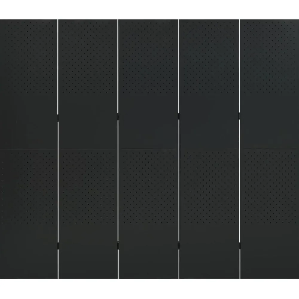 vidaXL Divisores De Ambientes-Biombo divisor de 5 paneles acero 200x180 cm