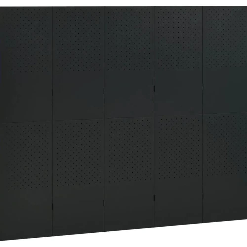 vidaXL Divisores De Ambientes-Biombo divisor de 5 paneles acero 200x180 cm