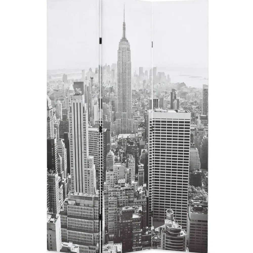 vidaXL Divisores De Ambientes-Biombo divisor plegable 120x170 cm Nueva York blanco y negro