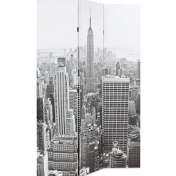 vidaXL Divisores De Ambientes-Biombo divisor plegable 120x170 cm Nueva York blanco y negro