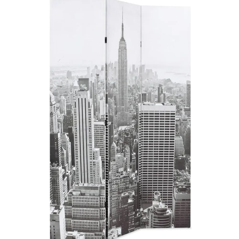 vidaXL Divisores De Ambientes-Biombo divisor plegable 120x170 cm Nueva York blanco y negro