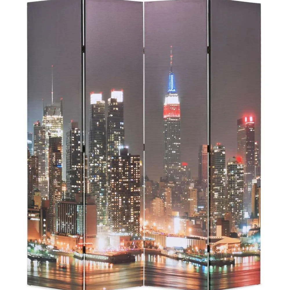 vidaXL Divisores De Ambientes-Biombo divisor plegable 160x170 cm Nueva York de noche