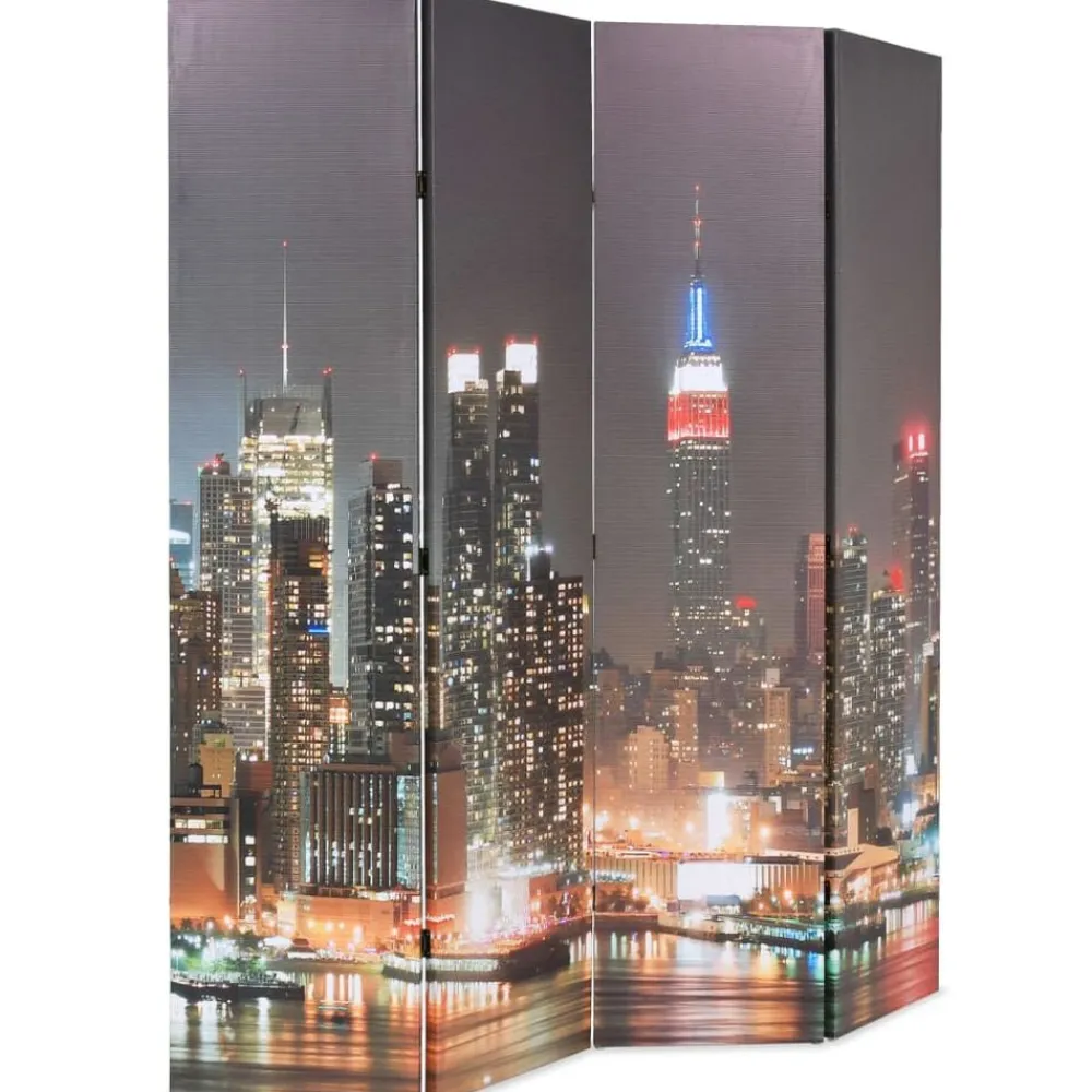 vidaXL Divisores De Ambientes-Biombo divisor plegable 160x170 cm Nueva York de noche