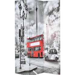 vidaXL Biombo divisor plegable 120x170 cm bus Londres blanco y negro New