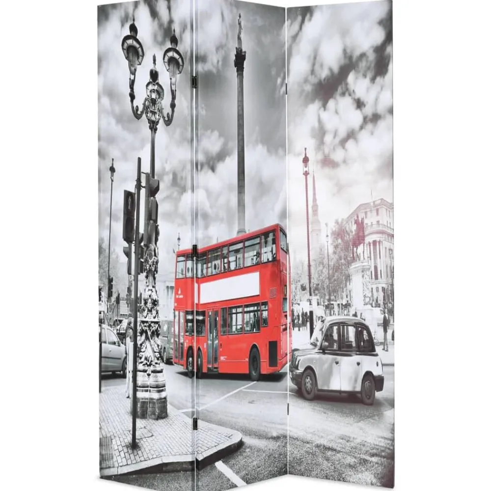 vidaXL Biombo divisor plegable 120x170 cm bus Londres blanco y negro New