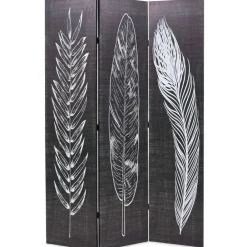 vidaXL Divisores De Ambientes-Biombo divisor plegable 120x170 cm plumas blanco y negro
