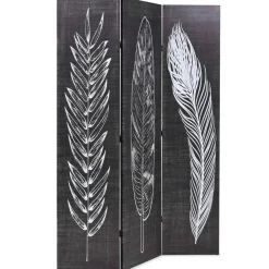 vidaXL Divisores De Ambientes-Biombo divisor plegable 120x170 cm plumas blanco y negro