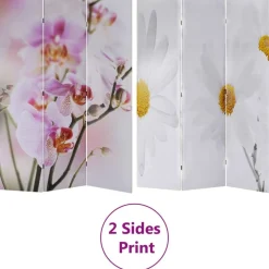 vidaXL Divisores De Ambientes-Biombo divisor plegable flores 120x170 cm