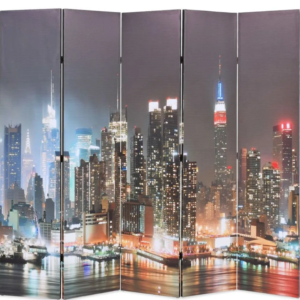 vidaXL Biombo divisor plegable 200x170 cm Nueva York de noche Outlet