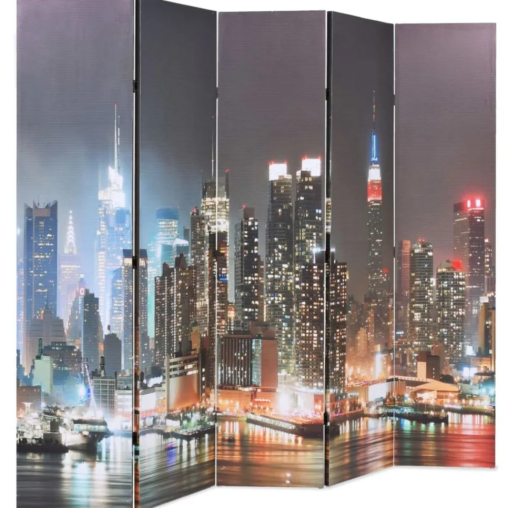 vidaXL Biombo divisor plegable 200x170 cm Nueva York de noche Outlet