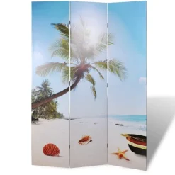 vidaXL Biombo divisor plegable 120x170 cm playa Azul Clearance