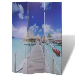 vidaXL Biombo divisor plegable 120x170 cm playa Azul Clearance