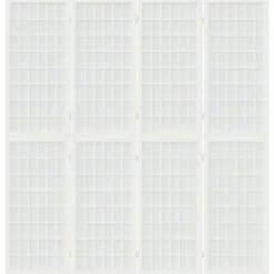 vidaXL Divisores De Ambientes-Biombo plegable con 4 paneles estilo japonés blanco 160x170 cm