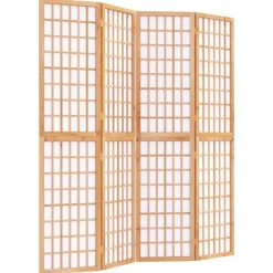 vidaXL Divisores De Ambientes-Biombo plegable con 4 paneles estilo japonés 160x170 cm