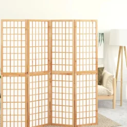 vidaXL Divisores De Ambientes-Biombo plegable con 4 paneles estilo japonés 160x170 cm