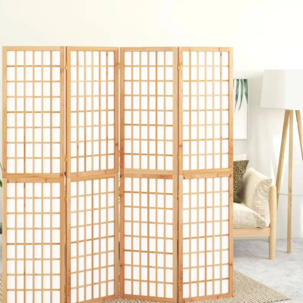 vidaXL Divisores De Ambientes-Biombo plegable con 4 paneles estilo japonés 160x170 cm