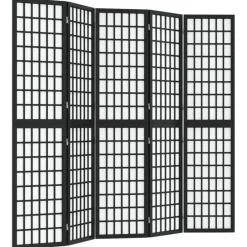 vidaXL Biombo plegable con 5 paneles estilo japonés negro 200x170 cm Discount