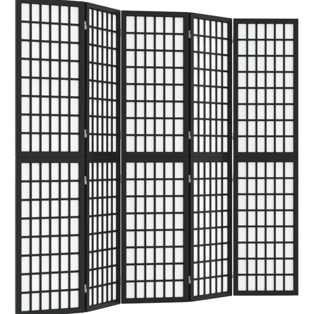 vidaXL Biombo plegable con 5 paneles estilo japonés negro 200x170 cm Discount