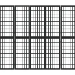 vidaXL Biombo plegable con 5 paneles estilo japonés negro 200x170 cm Discount