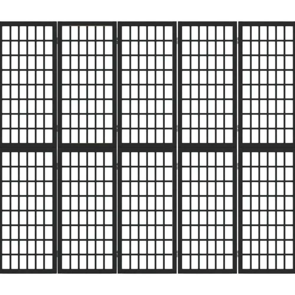 vidaXL Biombo plegable con 5 paneles estilo japonés negro 200x170 cm Discount