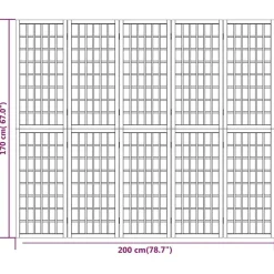 vidaXL Biombo plegable con 5 paneles estilo japonés 200x170 cm Sale
