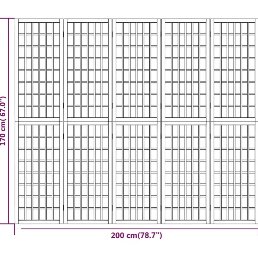 vidaXL Biombo plegable con 5 paneles estilo japonés 200x170 cm Sale