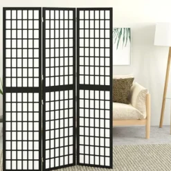 vidaXL Biombo plegable con 3 paneles estilo japonés negro 120x170 cm Hot
