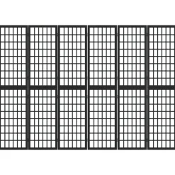 vidaXL Divisores De Ambientes-Biombo plegable con 6 paneles estilo japonés negro 240x170 cm