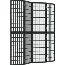vidaXL Biombo plegable con 4 paneles estilo japonés negro 160x170 cm Best