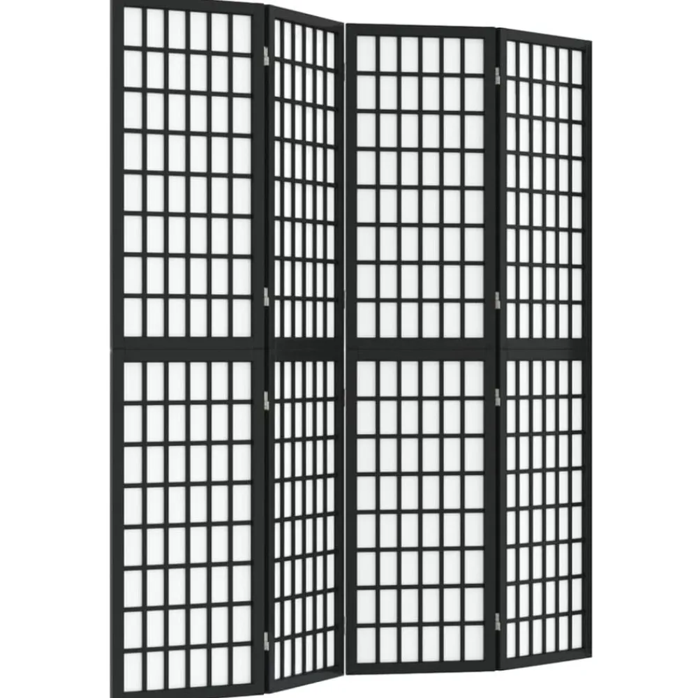 vidaXL Biombo plegable con 4 paneles estilo japonés negro 160x170 cm Best