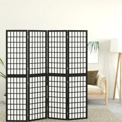 vidaXL Biombo plegable con 4 paneles estilo japonés negro 160x170 cm Best