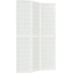 vidaXL Divisores De Ambientes-Biombo plegable con 3 paneles estilo japonés blanco 120x170 cm