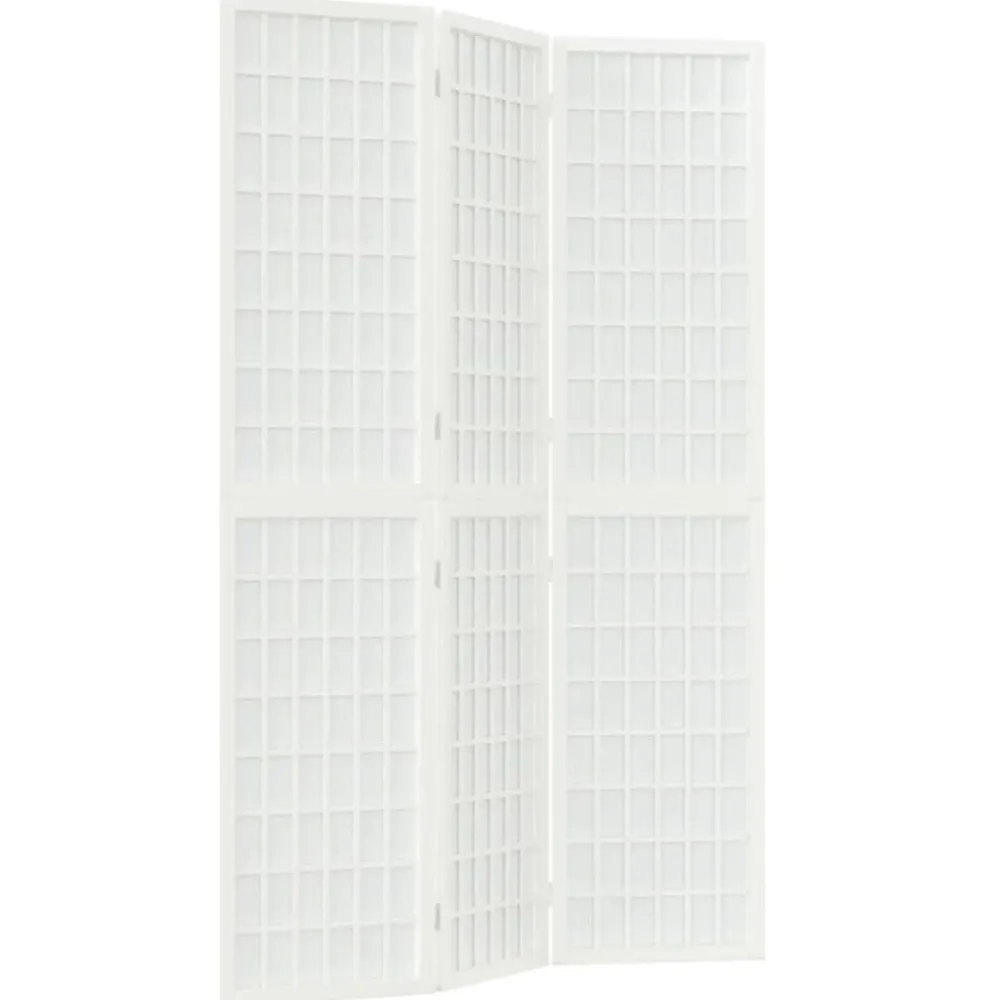 vidaXL Divisores De Ambientes-Biombo plegable con 3 paneles estilo japonés blanco 120x170 cm