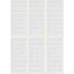 vidaXL Divisores De Ambientes-Biombo plegable con 3 paneles estilo japonés blanco 120x170 cm