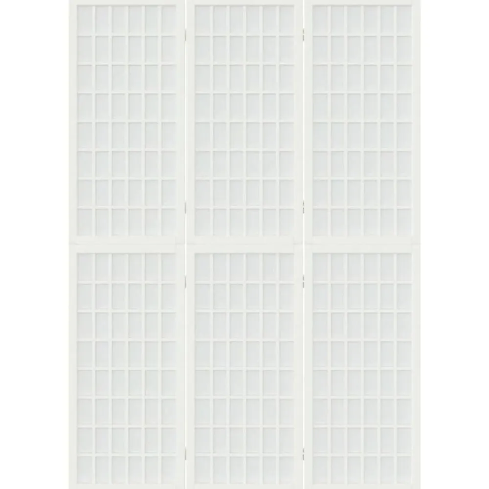 vidaXL Divisores De Ambientes-Biombo plegable con 3 paneles estilo japonés blanco 120x170 cm