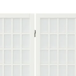 vidaXL Divisores De Ambientes-Biombo plegable con 3 paneles estilo japonés blanco 120x170 cm