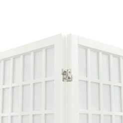 vidaXL Divisores De Ambientes-Biombo plegable con 3 paneles estilo japonés blanco 120x170 cm