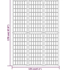 vidaXL Divisores De Ambientes-Biombo plegable con 3 paneles estilo japonés blanco 120x170 cm