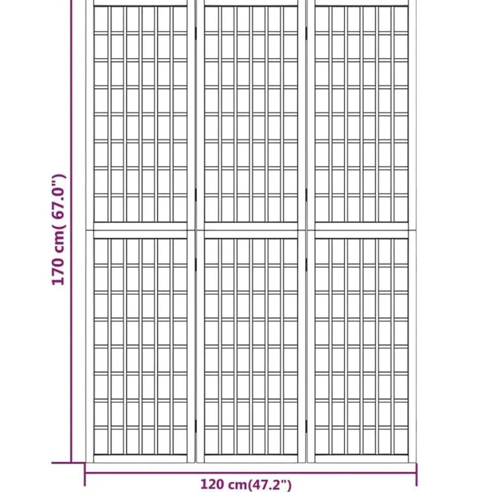 vidaXL Divisores De Ambientes-Biombo plegable con 3 paneles estilo japonés blanco 120x170 cm