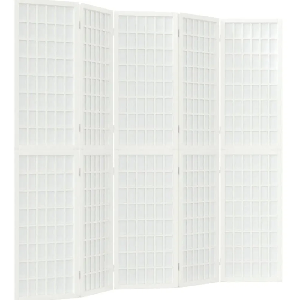 vidaXL Divisores De Ambientes-Biombo plegable con 5 paneles estilo japonés blanco 200x170 cm